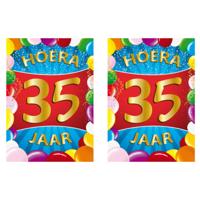 Verjaardag deurposter - 2x - 35 jaar - multi - 59 x 84 cm - leeftijd feestartikelen