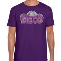 Verkleed feestkleding t-shirt heren - paars - DISCO - Seventies - Eighties party - discobol