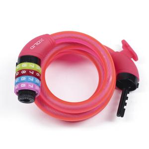 Xolid kabel fietsslot met cijferslot - 120 cm - roze - kabelslot fiets/scooter - scooterslot