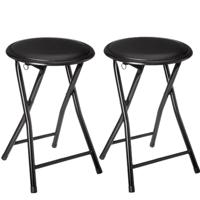 Bijzet krukje/stoel - 4x stuks - Opvouwbaar - zwart/zwart - 46 cm