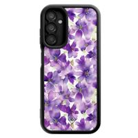 Samsung Galaxy A14 zwarte case - Floral violet