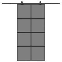 Schuifdeur met beslag 102,5x205 cm gehard glas en aluminium