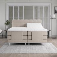Elektrisch Verstelbare 2-Persoons Boxspring Arizona - Beige 140x200 cm - Pocketveren - Inclusief Topper - Dekbed-Discounter.nl