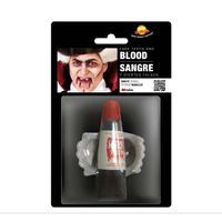 Vampier/dracula tanden - met nep bloed - wit/rood - voor volwassenen