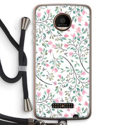 Sierlijke bloemen: Motorola Moto Z Force Transparant Hoesje met koord