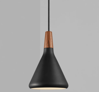Hanglamp zwart en hout met E27 fitting &apos;Nori 18&apos; DFTP