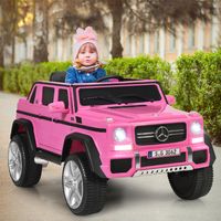 12 V Elektrische Kinderauto 2 Zitplaatsen met LED-Verlichting Poort AUX USB Ouderlijke Afstandsbediening Roze