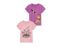 2 kinder T-shirts (98/104, Paars/lichtroze)