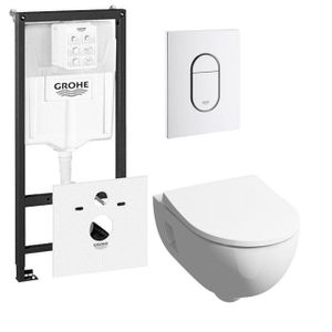 Geberit 300 basic toiletset inclusief Grohe inbouwreservoir en Grohe Arena bedieningsplaat wit 0729205/0729242/sw398922/