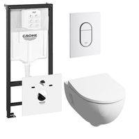 Geberit 300 basic toiletset inclusief Grohe inbouwreservoir en Grohe Arena bedieningsplaat wit 0729205/0729242/sw398922/