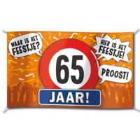 Gevelvlag verjaardag 65 jaar geworden - 100 x 150 cm - polyester - feestartikelen