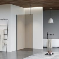 Fortifura Galeria inloopdouche - 100x200cm - rookglas - plafondarm - mat zwart SW797940/SW797905/SW804542
