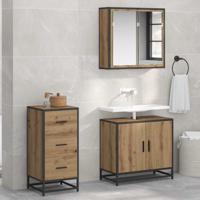 Dressoir artisanaal eikenkleurig 35.5 x 35 x 76 cm Bewerkt hout