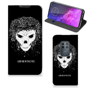 Mobiel BookCase Motorola One Zoom Skull Hair