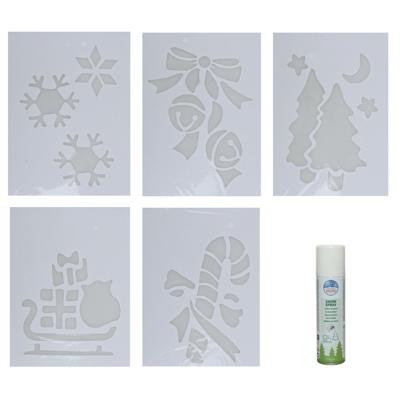 Kerst sfeer raamsjablonen met ECO spuitsneeuw - 5x stuks - 22 x 35 cm - raamdecoratie