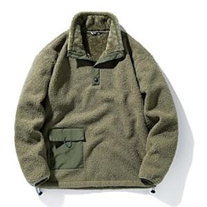 Voor heren Sweatshirt Polar fleece Sweatshirt met kwartrits Leger Groen Halve rits Effen Zak Sport Outdoor Dagelijks Feestdagen Streetwear Casual Dun fleece Herfst winter Kleding Hoodies Sweatshirts miniinthebox