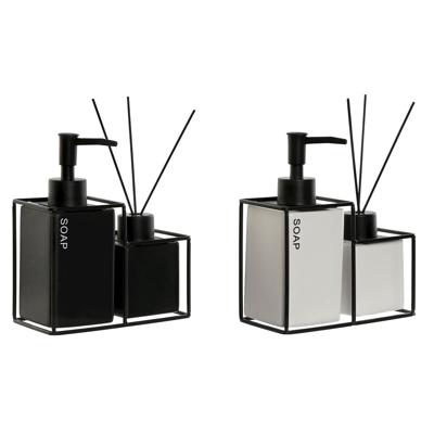 Badset Home ESPRIT Wit Zwart Metaal Dolomite 14,5 x 8 x 17 cm 2 Onderdelen (2 Stuks)