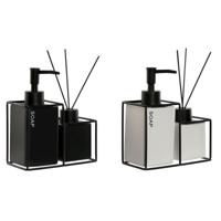 Badset Home ESPRIT Wit Zwart Metaal Dolomite 14,5 x 8 x 17 cm 2 Onderdelen (2 Stuks)