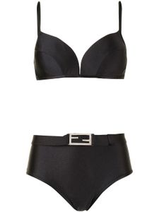 Fendi Pre-Owned bikini à plaque FF - Noir