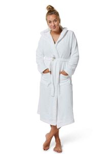 Witte fleece badjas met capuchon-xl/xxl