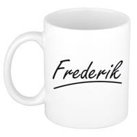 Frederik Naam koffiemok - beker - met sierlijke letters - wit - 300 ml - Cadeau - Heren