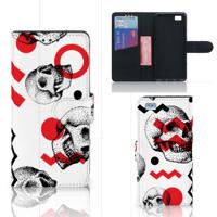 Telefoonhoesje met Naam Huawei Ascend P8 Lite Skull Red | Portemonnee hoesje