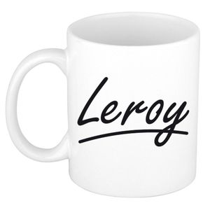 Leroy voornaam kado beker / mok sierlijke letters - gepersonaliseerde mok met naam - Naam mokken