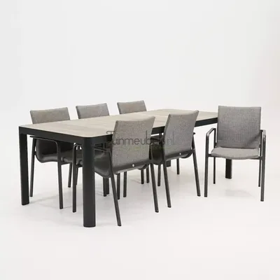 Tuinstoel Anzio dining Light antracite met Castilla negro 220 x 100 cm