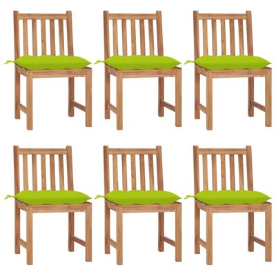 Tuinstoelen 6 st met kussens massief teakhout