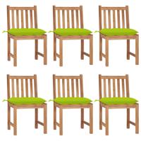 Tuinstoelen 6 st met kussens massief teakhout