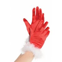 Rode kerstvrouw handschoenen verkleedaccessoires voor dames - thumbnail