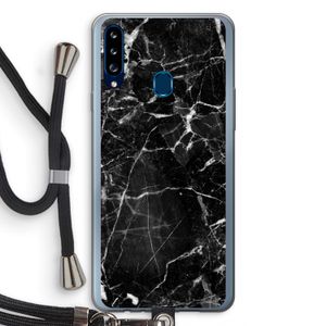 Zwart Marmer 2: Samsung Galaxy A20s Transparant Hoesje met koord
