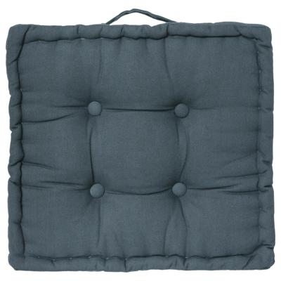 Atmosphera Vloerkussen Square - denim blauw - katoen - 38,5 x 38,5 x 8 cm - vierkant - Extra dik