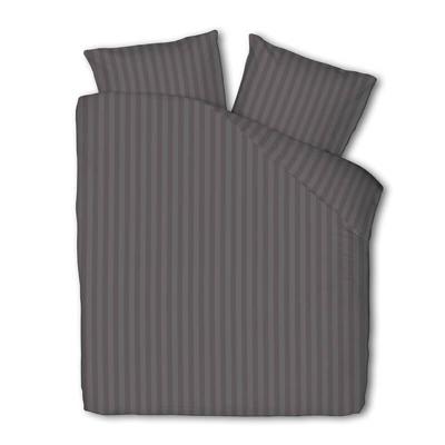 Dekbedovertrek Katoen-Satijn - Satijnstreep - Antraciet - Tweepersoons (200x200 Cm) - Antraciet Katoen-satijn - Strepen & Hotel Luxe - Presence - Dekbed-Discounter.nl