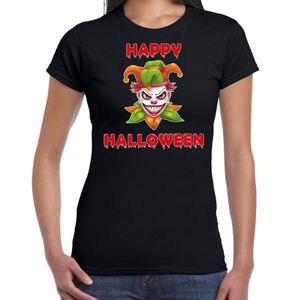 Happy Halloween groene horror joker verkleed t-shirt zwart voor dames