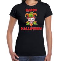 Happy Halloween groene horror joker verkleed t-shirt zwart voor dames