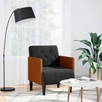 Fauteuil met armleuningen 55 cm fluweel zwart Fauteuil met armleuningen 55 cm fluweel zwart