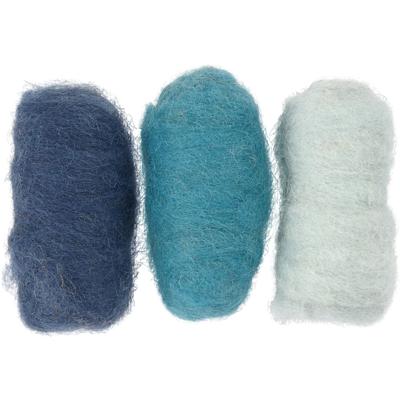 Creativ Company Gekaarde wol, blauw harmonie, 3x10 gr/ 1 doos
