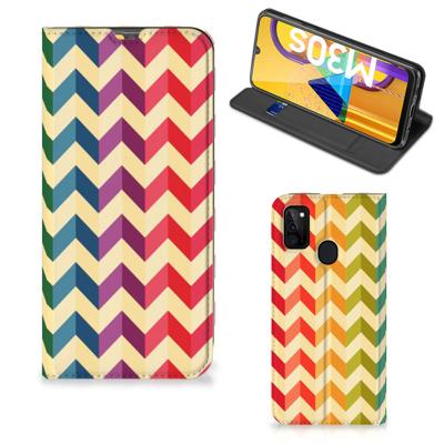 Samsung Galaxy M30s | M21 | Hoesje met Magneet | Zigzag Multi Color