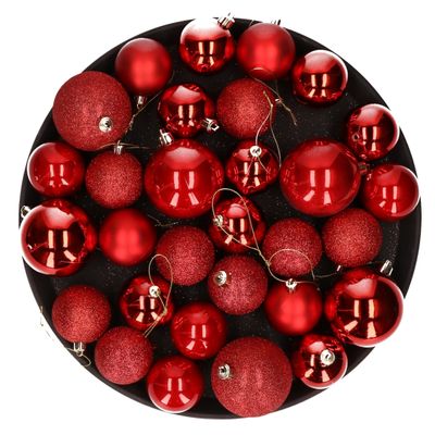 Kerstversiering set kerstballen rood 6 - 8 cm - pakket van 36x stuks