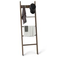 Bamboe Handdoekladder met 4 Haken & 5 Sporten & Anti-kantelriemen Ladderrek Handdoekhanger