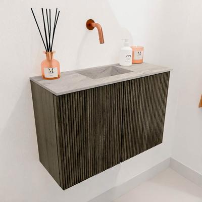 Toiletmeubel Mondiaz Joya Dlux | 60 cm | Meubelkleur Shadow | Faye wastafel Glace Wasbak Midden | Zonder kraangat(en)