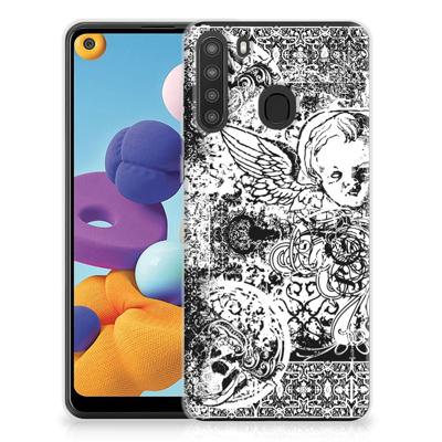 Silicone Back Case Samsung Galaxy A21 Skulls Angel