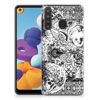 Silicone Back Case Samsung Galaxy A21 Skulls Angel