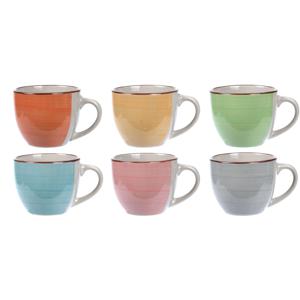 6x stuks koffie/espresso kopjes - aardewerk - multi-kleuren - 90 ml