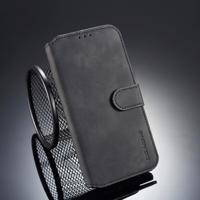 DG. MING Retro olie kant horizontale Flip Case voor iPhone XR met houder & Card Slots & portefeuille (zwart)
