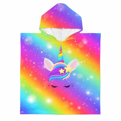 Bad cape/poncho - kinderen - eenhoorn print - 60 x 120 cm - microvezel Bad cape/poncho - kinderen - eenhoorn print - 60 x 120 cm - microvezel