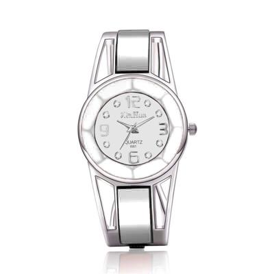 XinHua vrouwen Diamond spiegel oppervlakte holle roestvrijstalen armband quartz horloge (wit)