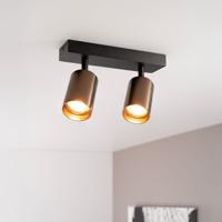 Taurus bronzo II by LUSENZ - 2-lichts plafondspot met kantelbare geborstelde bronzen spots en matzwarte basis