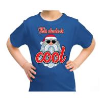Foute kersttrui shirt - This dude is cool - met stoere Santa - blauw - voor kinderen - kerstkleding